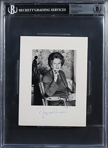 Margaret Thatcher Authentic Signed Mounted 6x7.75 Photo Autographed BAS Slabbed