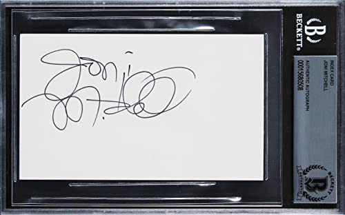 Joni Mitchell Authentic Signed 3x5 Index Card Autographed BAS Slabbed 3