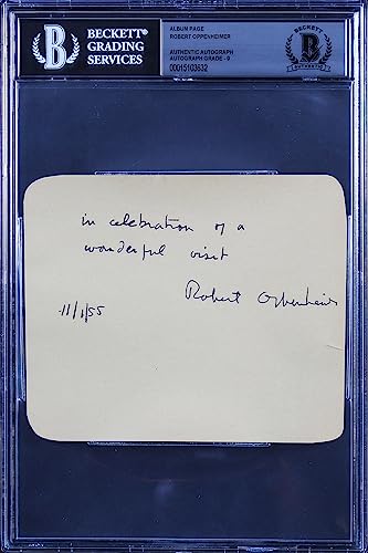 Robert Oppenheimer "11/1/55" Signed 4.5x5.25 Album Page Auto 9! BAS Slabbed