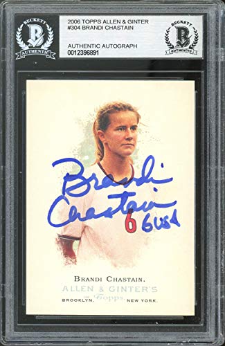 Brandi Chastain Signed 2006 Topps Allen & Ginter #304 Card BAS Slabbed #12397291