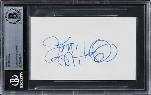 Joni Mitchell Musician Authentic Signed 3x5 Index Card w/ Blue Sig BAS Slabbed 1