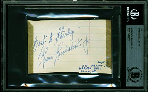 Efrem Zimbalist Jr. 77 Sunset Strip Signed 2.5x4 Cut Signature BAS Slabbed