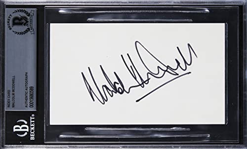 Malcolm McDowell A Clockwork Orange Authentic Signed 3x5 Index Card BAS Slabbed