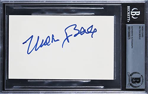 Milton Berle It's a Mad, Mad, Mad, Mad World Signed 3x5 Index Card BAS Slabbed 1