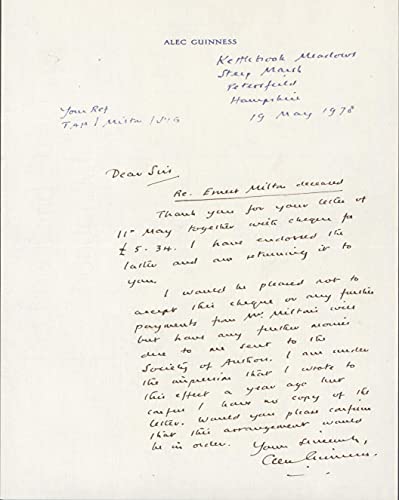 Alec Guinness Star Wars Authentic Signed 1978 Handwritten Letter BAS #AA06581