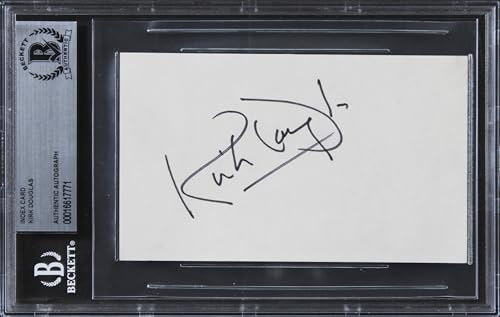 Kirk Douglas Spartacus Authentic Signed 3x5 Index Card Autographed BAS Slabbed 1