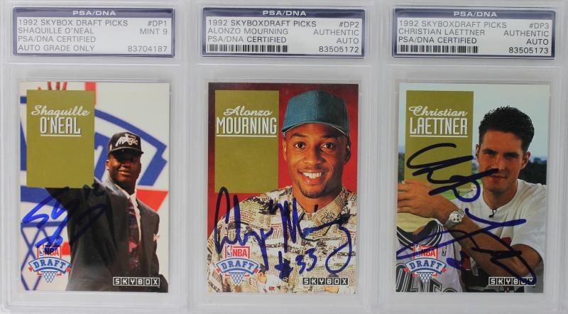 Complete Signed 1992 Skybox Draft Picks Set (27) W/ Shaq, Mourning PSA Slabbed
