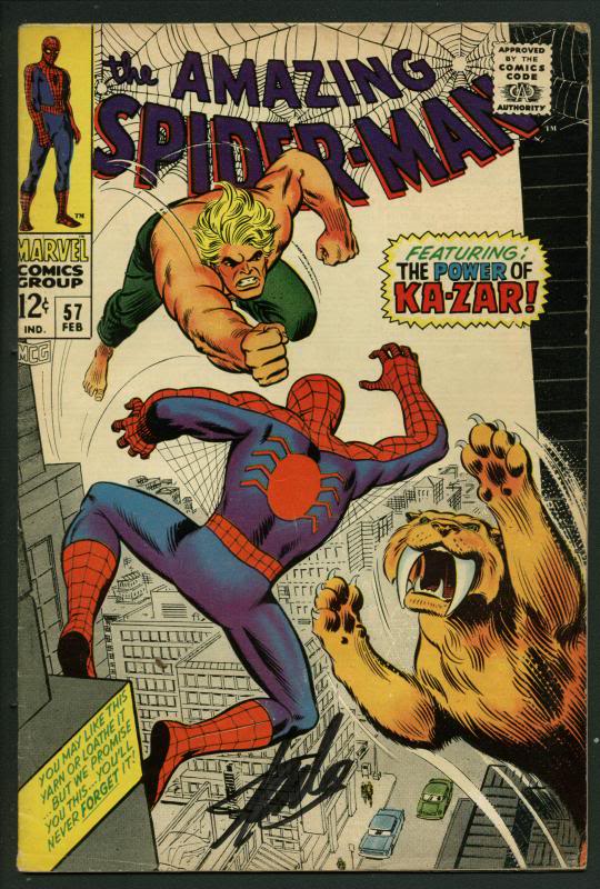 Stan Lee Signed Amazing Spider-Man #57 Comic Book Ka-Zar PSA/DNA #W18660