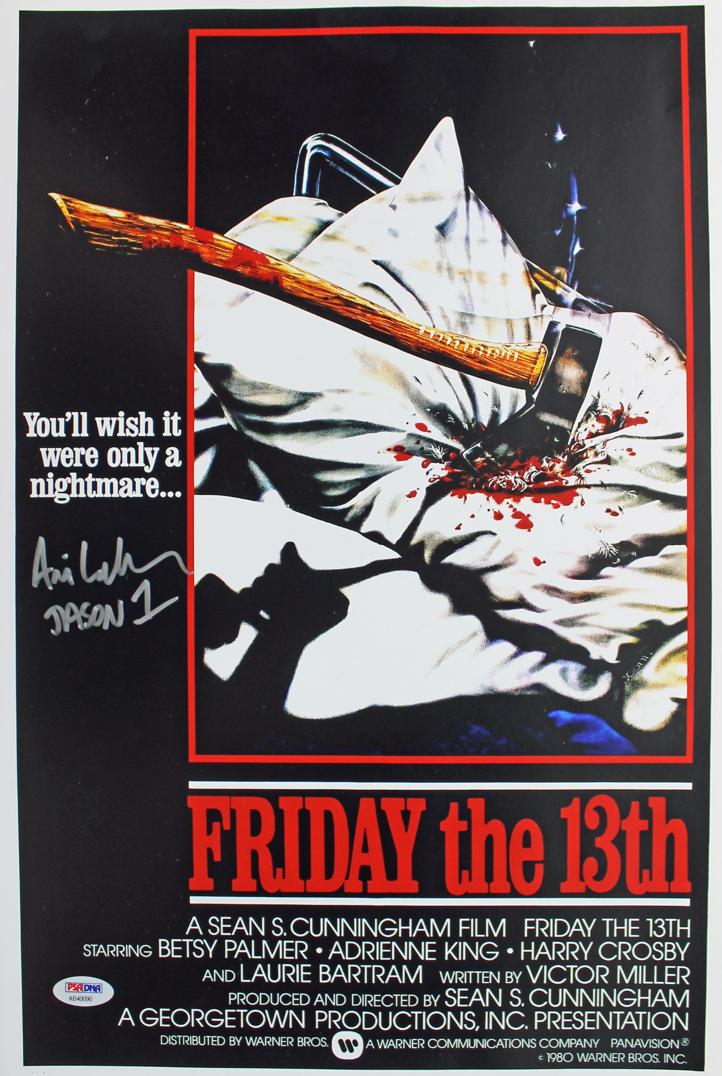 Ari Lehman "Jason 1" Authentic Signed Friday The 13th 12x18 Mini Poster PSA/BAS