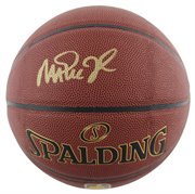 Lakers Magic Johnson Signed in Gold Spalding Brown Basketball w/ Case BAS