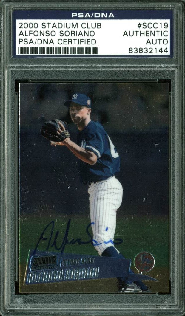 Yankees Alfonso Soriano Signed Card 2000 Stadium Club #SCC19 PSA/DNA Slabbed