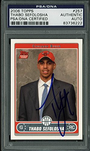 Bulls Thabo Sefolosha Authentic Signed Card 2006 Topps Rc #257 PSA/DNA Slabbed
