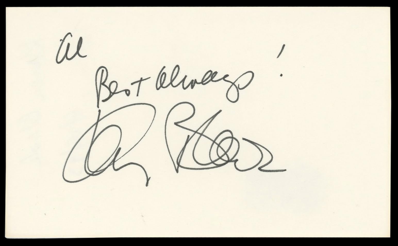 Karen Black The Great Gatsby "Best Always" Signed 3x5 Index Card BAS #AD70410