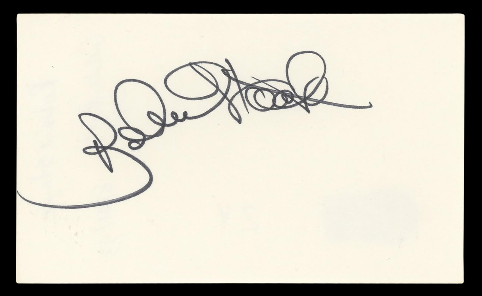 Robert Stack Airplane! Authentic Signed 3x5 Index Card Autographed BAS #BL96870