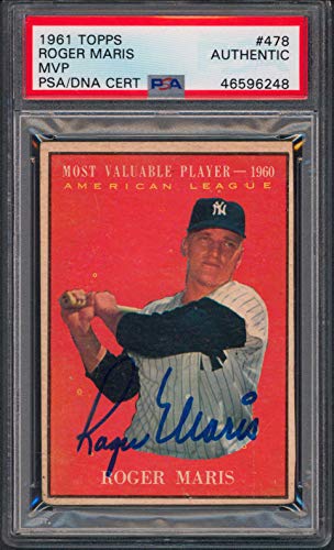 Yankees Roger Maris Authentic Signed 1961 Topps #478 Auto Card PSA/DNA Slabbed