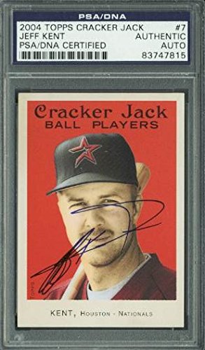 Astros Jeff Kent Authentic Signed Card 2004 Topps Cracker Jack #7 PSA Slabbed