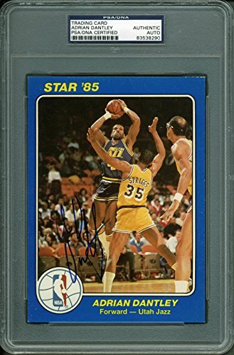 Jazz Adrian Dantley Authentic Signed Card 5X7 Star '85 Blue PSA/DNA Slabbed