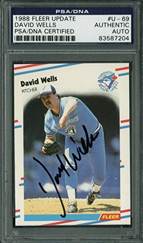 David Wells Authentic Signed Card 1988 Fleer Update Rc #U-69 PSA/DNA Slabbed