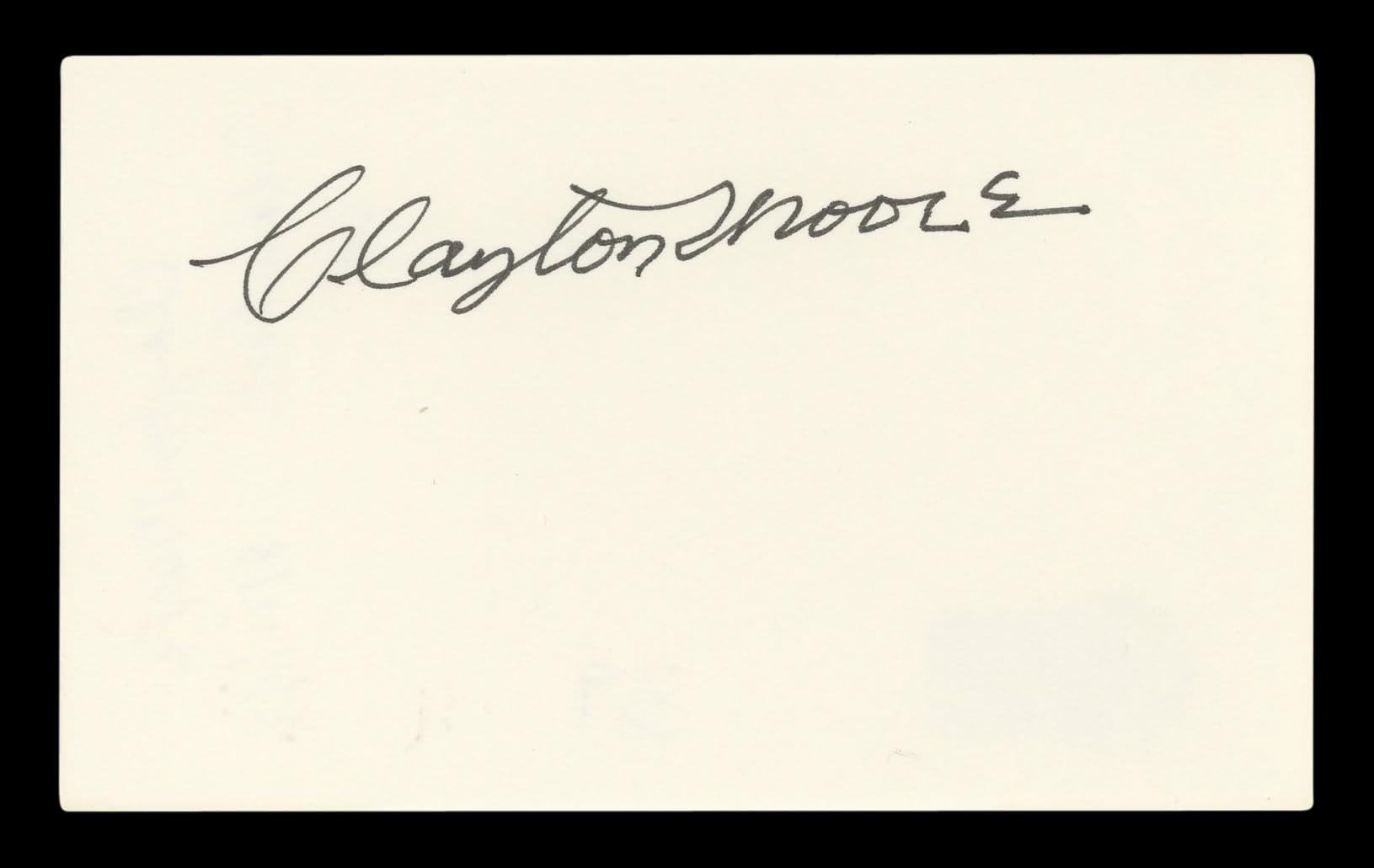 Clayton Moore The Lone Ranger Authentic Signed 3x5 Index Card BAS #BL96565