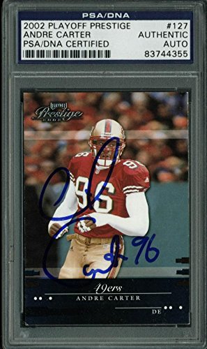 49Ers Andre Carter Authentic Signed Card 2002 Playoff Prestige #127 PSA Slabbed