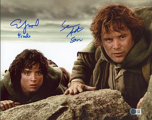 Elijah Wood & Sean Astin Lord of the Rings Signed 11x14 Horizontal Photo BAS Wit