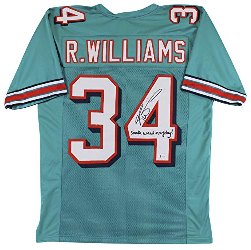 Ricky Williams "SWE" Signed Teal Pro Style Jersey Autographed BAS Witnessed