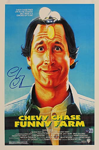 Chevy Chase Funny Farm Authentic Signed 12x18 Mini Movie Poster BAS Wit #WP62036