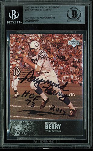 Colts Raymond Berry "HOF 73" Signed Card 1997 Upper Deck Legends #23 BAS Slabbed