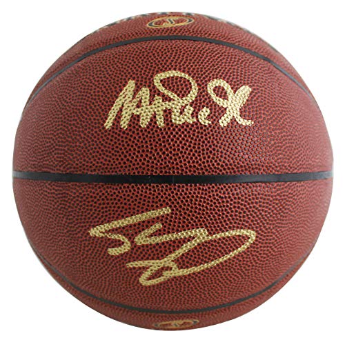 Lakers Magic Johnson & Shaquille O'Neal Signed Spalding Basketball BAS Witnessed