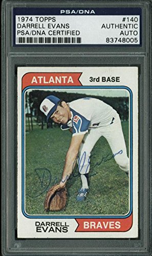 Braves Darrell Evans Authentic Signed Card 1974 Topps #140 PSA/DNA Slabbed