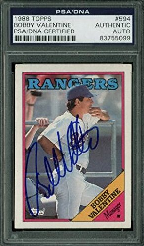 Rangers Bobby Valentine Authentic Signed Card 1988 Topps #594 PSA/DNA Slabbed