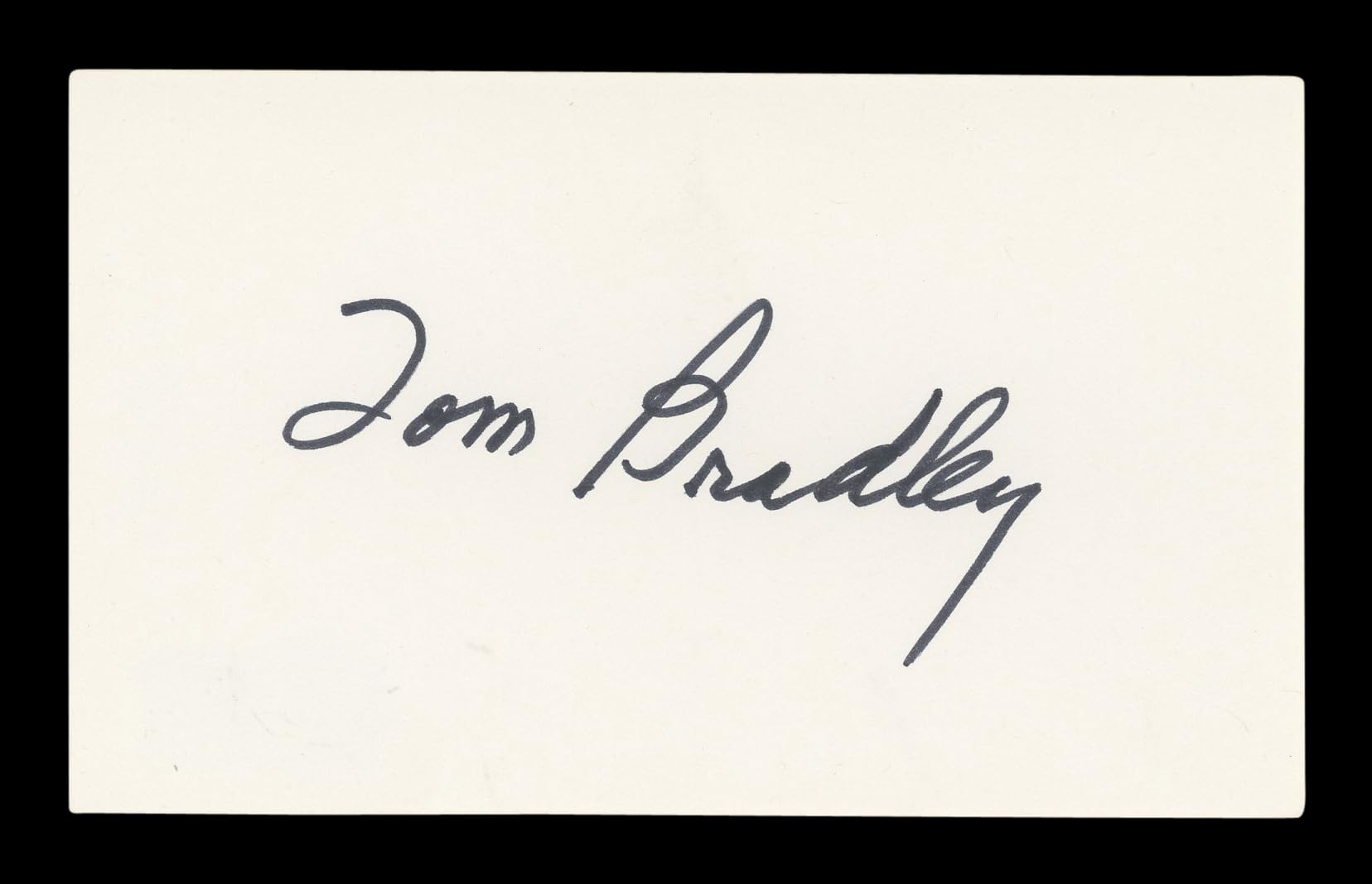 Tom Bradley Mayor Authentic Signed 3x5 Index Card Autographed BAS #BM57032