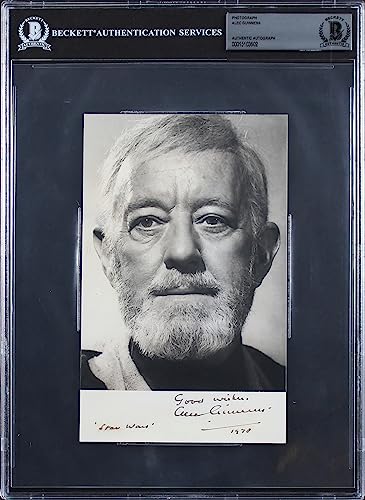 Alec Guinness "Star Wars, Good Wishes 1978" Signed B&W 5x8 Photo BAS Slabbed