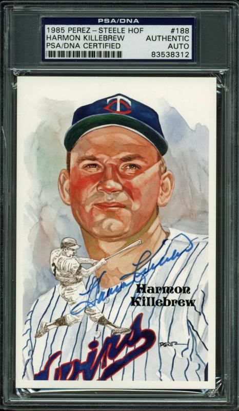 Twins Harmon Killebrew Signed 1985 Perez-Steele Postcard #188 PSA/DNA Slabbed