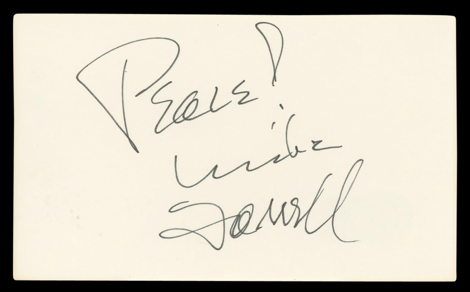 Mike Farrell M*A*S*H "Peace!" Authentic Signed 3x5 Index Card BAS #BL96778
