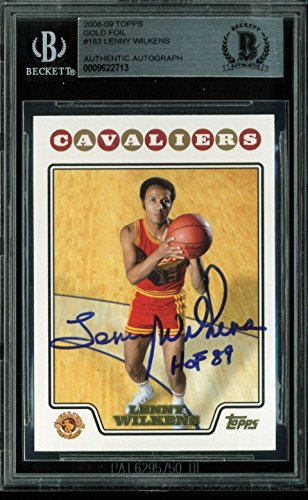 Lenny Wilkens "HOF 89" Authentic Signed Card 2008 Topps Gold #183 BAS Slabbed