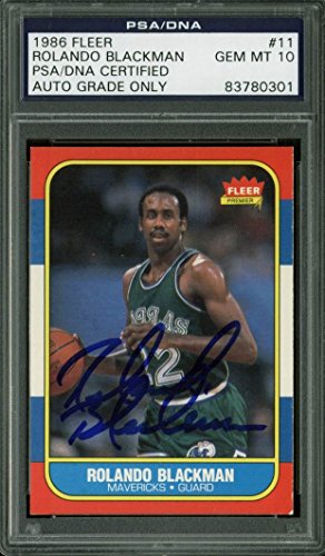 Rolando Blackman Signed Card 1986 Fleer #11 Auto Graded Gem 10! PSA/DNA Slabbed