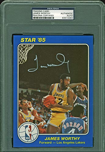Lakers James Worthy Signed 1985  5x7 Star Auto Card PSA/DNA Slabbed #83514363