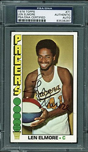 Pacers Len Elmore Authentic Signed Card 1976 Topps #71 PSA/DNA Slabbed