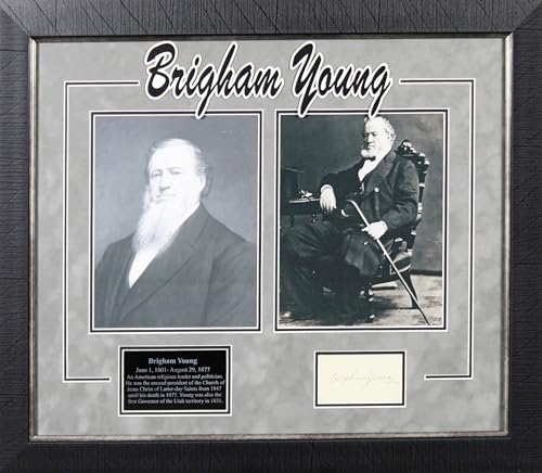 Brigham Young Authentic Signed & Framed 2x3.65 Cut Signature BAS #AD40972
