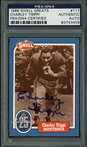 Cardinals Charley Trippi Signed Card 1988 Swell Greats #117 PSA/DNA Slabbed