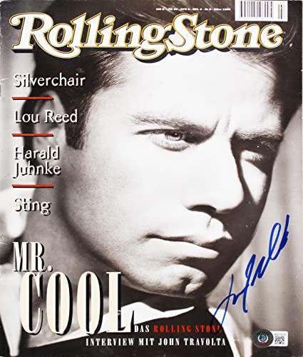 John Travolta Pulp Fiction Signed 1996 Rolling Stone Magazine BAS #BG79131