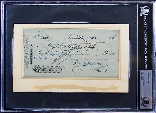 Charles Dickens Authentic Signed 5.25x9 1866 Check Autographed BAS Slabbed
