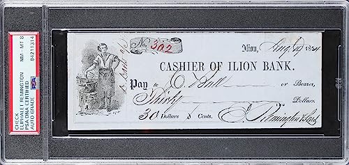 Eliphalet Remington Authentic Signed 1854 Ilion Bank Check PSA/DNA Slabbed