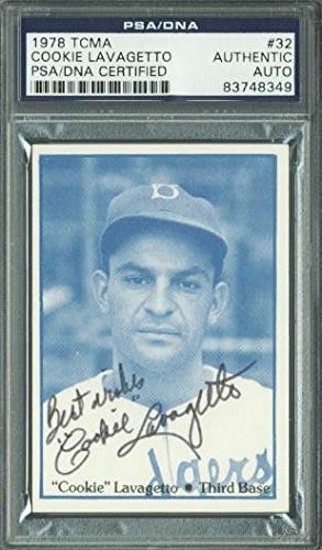 Dodgers Cookie Lavagetto Authentic Signed Card 1978 Tcma #32 PSA/DNA Slabbed