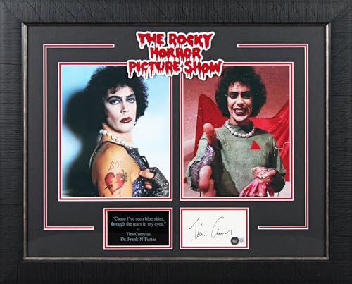 Tim Curry The Rocky Horror Picture Show Signed 3x5 Index Card Framed Display BAS