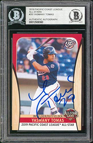 D-Backs Yasmany Tomas Signed 2019 Pacific Coast League AS #28 Card BAS Slabbed