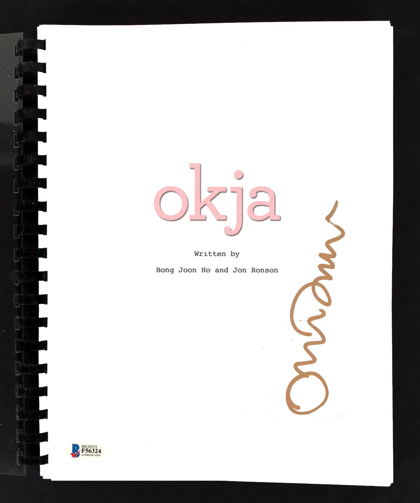 Tilda Swinton Okja Authentic Signed Movie Script Autographed BAS #F56324