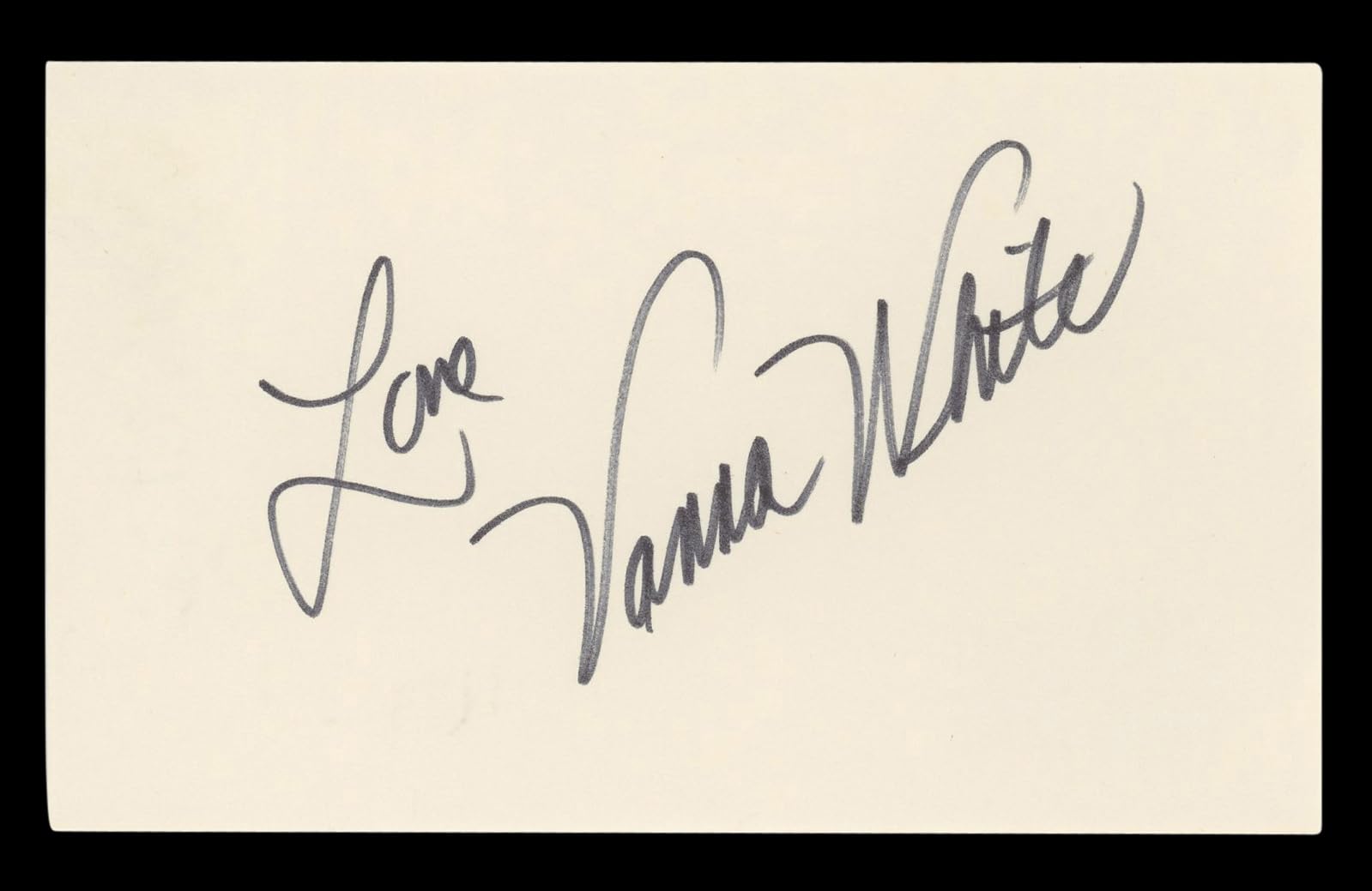 Vanna White Wheel of Fortune "Love" Authentic Signed 3x5 Index Card BAS #BL96548