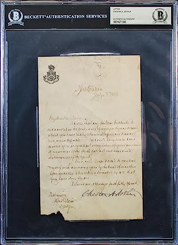 Chester A. Arthur Authentic Signed 5x8 1886 Letter Autographed BAS Slabbed